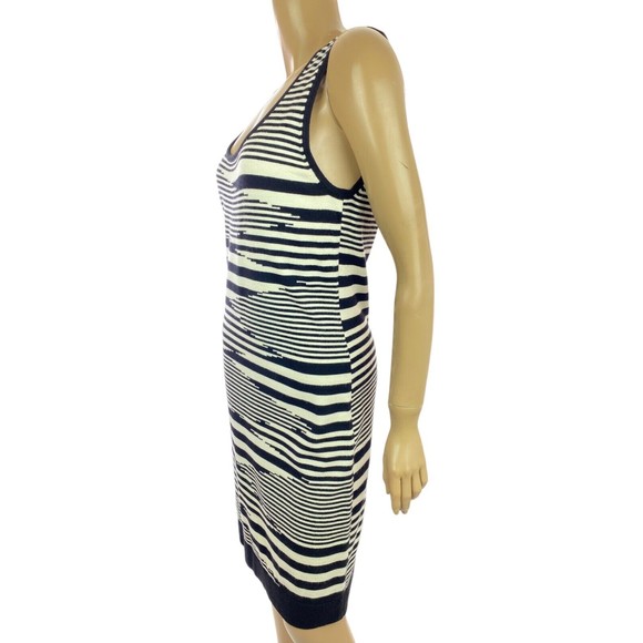 Carmen Marc Valvo Knit Sheath Dress Size M Black & White Sleeveless - Picture 4 of 5